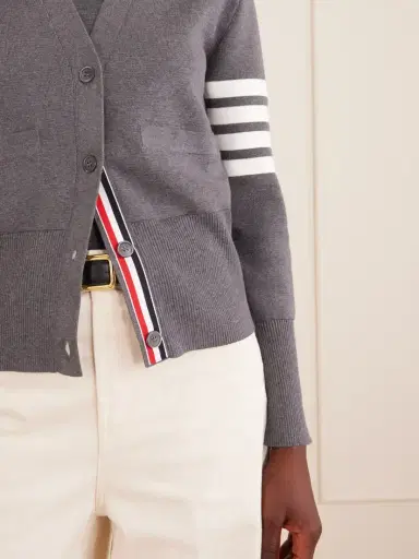 Thom Browne Grosgrain-trimmed Striped Cotton Cardigan | Thumbnail 5 Thom Browne Grosgrain-trimmed Striped Cotton Cardigan | Thumbnail 5