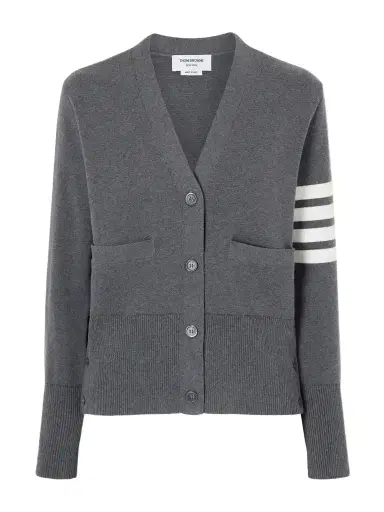 Thom Browne Grosgrain-trimmed Striped Cotton Cardigan | Thumbnail 1 Thom Browne Grosgrain-trimmed Striped Cotton Cardigan | Thumbnail 1