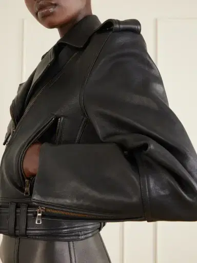 Balmain Cropped Belted Leather Biker Jacket | Thumbnail 6 Balmain Cropped Belted Leather Biker Jacket | Thumbnail 6