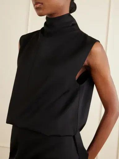 Brandon Maxwell The Noa Gathered Wool-twill Turtleneck Mini Dress | Thumbnail 4 Brandon Maxwell The Noa Gathered Wool-twill Turtleneck Mini Dress | Thumbnail 4