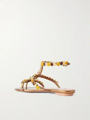 Aquazzura Mystic Stone Embellished Leather Sandals | Thumbnail 3 Aquazzura Mystic Stone Embellished Leather Sandals | Thumbnail 3