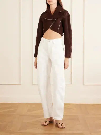 Alaïa Cropped Suede Biker Jacket | Thumbnail 2 Alaïa Cropped Suede Biker Jacket | Thumbnail 2