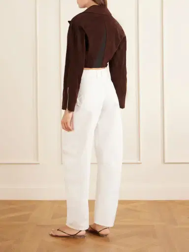 Alaïa Cropped Suede Biker Jacket | Thumbnail 3 Alaïa Cropped Suede Biker Jacket | Thumbnail 3