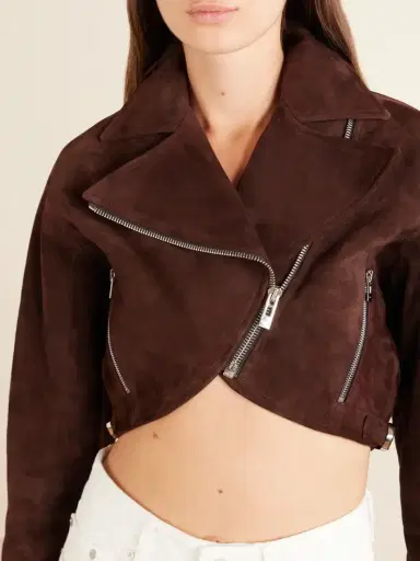 Alaïa Cropped Suede Biker Jacket | Thumbnail 4 Alaïa Cropped Suede Biker Jacket | Thumbnail 4
