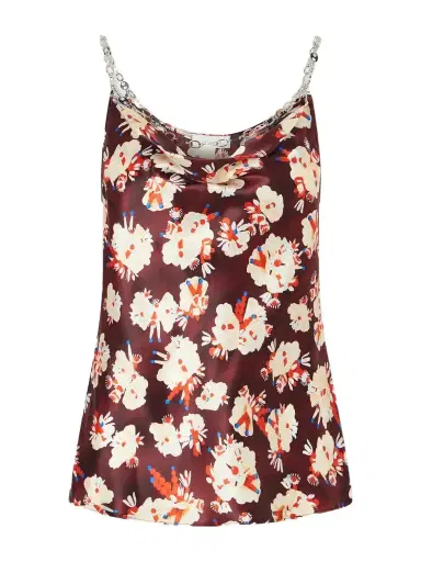 Rabanne Chainmail-embellished Floral-print Silk Tank | Thumbnail 1 Rabanne Chainmail-embellished Floral-print Silk Tank | Thumbnail 1