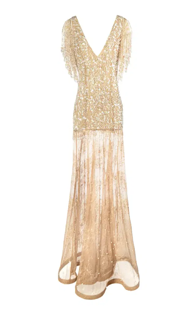 Lacey Nude Glow Embellished Mesh Gown Lacey Nude Glow Embellished Mesh Gown