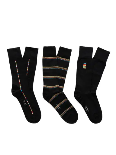 Paul Smith Pack of Three Striped Cotton-Blend Socks - Men | Thumbnail 1 Paul Smith Pack of Three Striped Cotton-Blend Socks - Men | Thumbnail 1