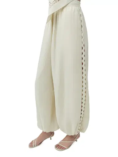 Simkhai Women's Selah Lace-Detail Linen-Blend Balloon Pants - Sand - Size 8 | Thumbnail 3 Simkhai Women's Selah Lace-Detail Linen-Blend Balloon Pants - Sand - Size 8 | Thumbnail 3