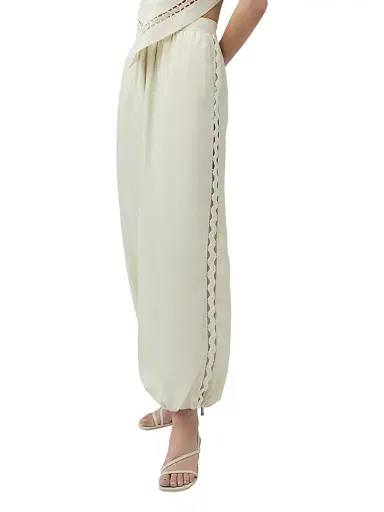 Simkhai Women's Selah Lace-Detail Linen-Blend Balloon Pants - Sand - Size 8 | Thumbnail 4 Simkhai Women's Selah Lace-Detail Linen-Blend Balloon Pants - Sand - Size 8 | Thumbnail 4