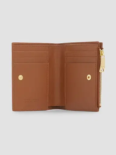 Bottega Veneta Women's Intrecciato Leather Bifold Wallet - Tannin Gold | Thumbnail 3 Bottega Veneta Women's Intrecciato Leather Bifold Wallet - Tannin Gold | Thumbnail 3