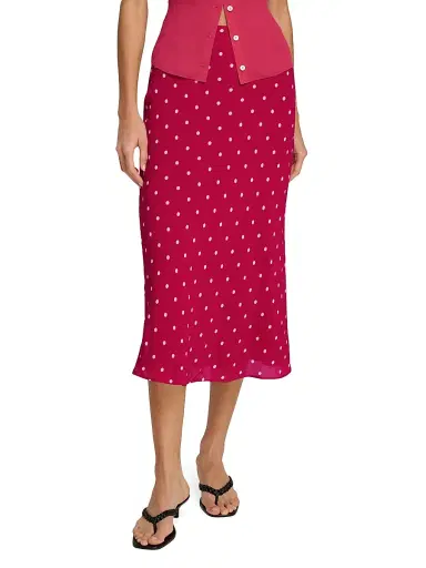 Favorite Daughter Women's The Jojo Polka Dot Midi-Skirt - Raspberry Ivory - Size Large | Thumbnail 4 Favorite Daughter Women's The Jojo Polka Dot Midi-Skirt - Raspberry Ivory - Size Large | Thumbnail 4
