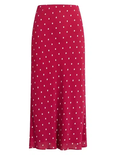 Favorite Daughter Women's The Jojo Polka Dot Midi-Skirt - Raspberry Ivory - Size Large | Thumbnail 1 Favorite Daughter Women's The Jojo Polka Dot Midi-Skirt - Raspberry Ivory - Size Large | Thumbnail 1