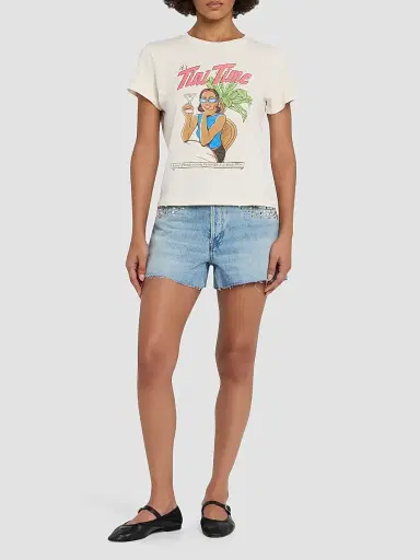 Re/done Women's The Breezy Studded Denim Shorts - Aged Worn Blue | Thumbnail 2 Re/done Women's The Breezy Studded Denim Shorts - Aged Worn Blue | Thumbnail 2