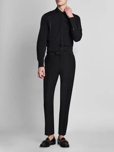 Alexander McQueen Men's Jewelry Harness Shirt - Black - Size 17.5 | Thumbnail 2 Alexander McQueen Men's Jewelry Harness Shirt - Black - Size 17.5 | Thumbnail 2