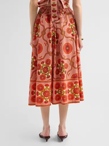 Cara Cara Women's Meret Printed Poplin Midi Skirt - Mod Floral Brick | Thumbnail 3 Cara Cara Women's Meret Printed Poplin Midi Skirt - Mod Floral Brick | Thumbnail 3