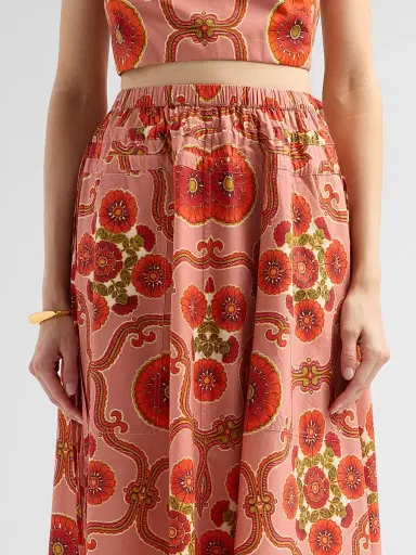 Cara Cara Women's Meret Printed Poplin Midi Skirt - Mod Floral Brick | Thumbnail 5 Cara Cara Women's Meret Printed Poplin Midi Skirt - Mod Floral Brick | Thumbnail 5