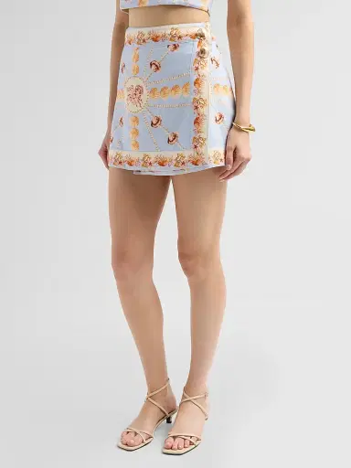 Cara Cara Women's Fischer Printed Linen Mini Skirt - Seashell Stripe | Thumbnail 4 Cara Cara Women's Fischer Printed Linen Mini Skirt - Seashell Stripe | Thumbnail 4