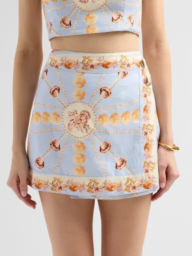 Cara Cara Women's Fischer Printed Linen Mini Skirt - Seashell Stripe | Thumbnail 5 Cara Cara Women's Fischer Printed Linen Mini Skirt - Seashell Stripe | Thumbnail 5