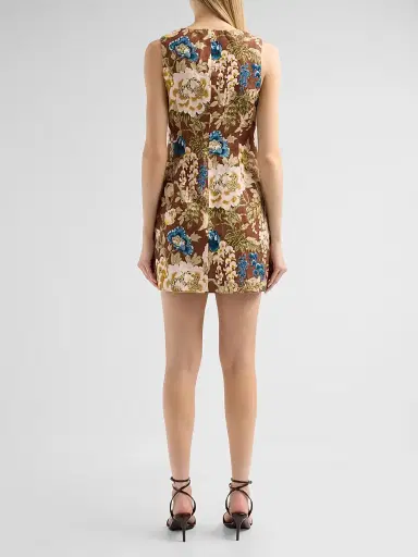 Cara Cara Women's Rhapsody Floral Linen Sleeveless Mini Dress - Flora Meadow Brown | Thumbnail 3 Cara Cara Women's Rhapsody Floral Linen Sleeveless Mini Dress - Flora Meadow Brown | Thumbnail 3
