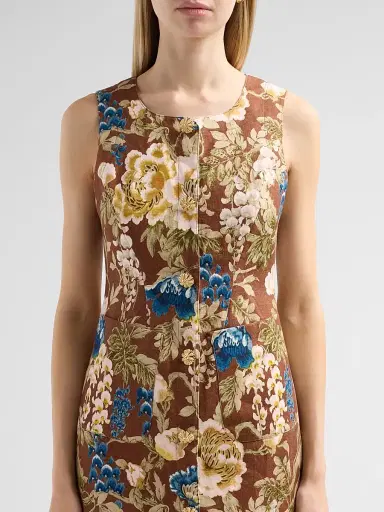 Cara Cara Women's Rhapsody Floral Linen Sleeveless Mini Dress - Flora Meadow Brown | Thumbnail 5 Cara Cara Women's Rhapsody Floral Linen Sleeveless Mini Dress - Flora Meadow Brown | Thumbnail 5