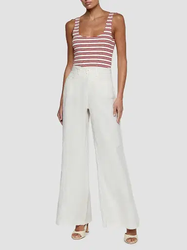 L'Agence Women's Amara Linen High-Rise Wide-Leg Pants - Vintage White | Thumbnail 2 L'Agence Women's Amara Linen High-Rise Wide-Leg Pants - Vintage White | Thumbnail 2