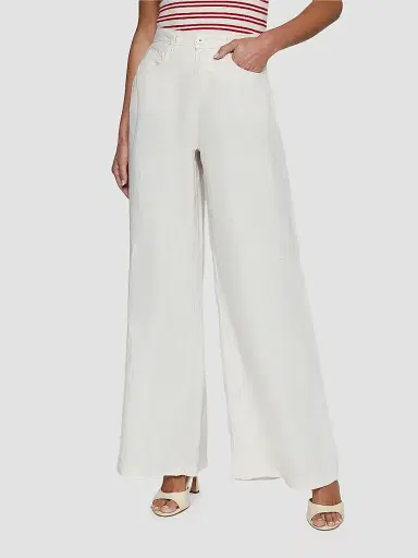 L'Agence Women's Amara Linen High-Rise Wide-Leg Pants - Vintage White | Thumbnail 4 L'Agence Women's Amara Linen High-Rise Wide-Leg Pants - Vintage White | Thumbnail 4