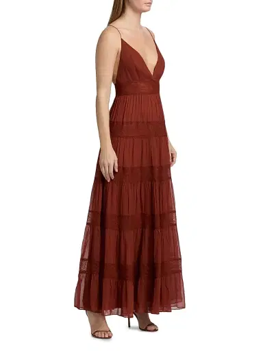 Ronny Kobo Women's Rune Tiered Lace-Trimmed Maxi Dress - Russet | Thumbnail 4 Ronny Kobo Women's Rune Tiered Lace-Trimmed Maxi Dress - Russet | Thumbnail 4