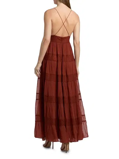 Ronny Kobo Women's Rune Tiered Lace-Trimmed Maxi Dress - Russet | Thumbnail 5 Ronny Kobo Women's Rune Tiered Lace-Trimmed Maxi Dress - Russet | Thumbnail 5