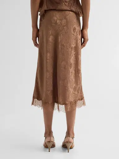 Ronny Kobo Women's Mina Floral Silk Lace-Trim Skirt - Brown - Size XL | Thumbnail 3 Ronny Kobo Women's Mina Floral Silk Lace-Trim Skirt - Brown - Size XL | Thumbnail 3