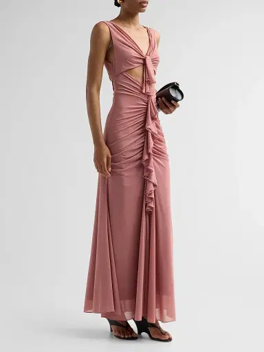 Ronny Kobo Women's Carnelian Ruffle Cut-Out Maxi Dress - Cameo Brown | Thumbnail 5 Ronny Kobo Women's Carnelian Ruffle Cut-Out Maxi Dress - Cameo Brown | Thumbnail 5