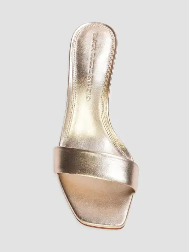 Black Suede Studio Women's Naomi 80MM Metallic Mule Sandals | Thumbnail 3 Black Suede Studio Women's Naomi 80MM Metallic Mule Sandals | Thumbnail 3