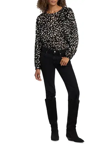 Isabel Marant Women's Firma Floral Silk-Blend Blouse - Black Ecru | Thumbnail 2 Isabel Marant Women's Firma Floral Silk-Blend Blouse - Black Ecru | Thumbnail 2