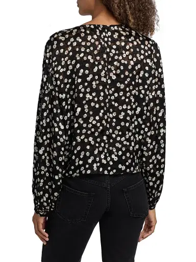 Isabel Marant Women's Firma Floral Silk-Blend Blouse - Black Ecru | Thumbnail 5 Isabel Marant Women's Firma Floral Silk-Blend Blouse - Black Ecru | Thumbnail 5
