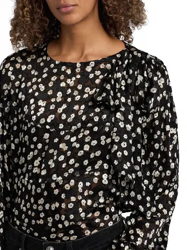 Isabel Marant Women's Firma Floral Silk-Blend Blouse - Black Ecru | Thumbnail 7 Isabel Marant Women's Firma Floral Silk-Blend Blouse - Black Ecru | Thumbnail 7