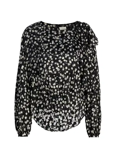 Isabel Marant Women's Firma Floral Silk-Blend Blouse - Black Ecru | Thumbnail 1 Isabel Marant Women's Firma Floral Silk-Blend Blouse - Black Ecru | Thumbnail 1