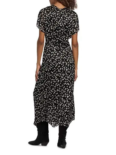 Isabel Marant Women's Herva Floral Cinched Midi-Dress - Black Ecru | Thumbnail 5 Isabel Marant Women's Herva Floral Cinched Midi-Dress - Black Ecru | Thumbnail 5