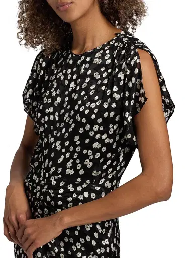 Isabel Marant Women's Herva Floral Cinched Midi-Dress - Black Ecru | Thumbnail 6 Isabel Marant Women's Herva Floral Cinched Midi-Dress - Black Ecru | Thumbnail 6