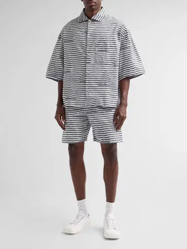 Jacquemus Men's Le Calecon Jacquard Shorts - Jacquard Boat Navy White | Thumbnail 2 Jacquemus Men's Le Calecon Jacquard Shorts - Jacquard Boat Navy White | Thumbnail 2