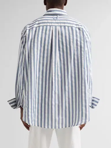 Jacquemus Men's Voilier Striped Cotton-Linen Shirt - Jacquard Stripes Blue | Thumbnail 3 Jacquemus Men's Voilier Striped Cotton-Linen Shirt - Jacquard Stripes Blue | Thumbnail 3