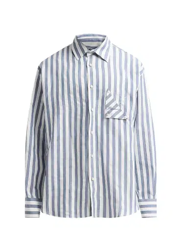 Jacquemus Men's Voilier Striped Cotton-Linen Shirt - Jacquard Stripes Blue | Thumbnail 1 Jacquemus Men's Voilier Striped Cotton-Linen Shirt - Jacquard Stripes Blue | Thumbnail 1