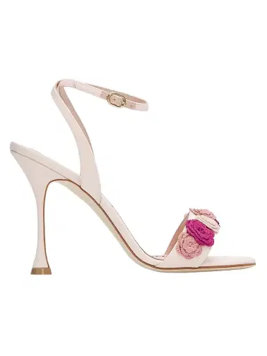 Manolo Blahnik Women's 105MM Floral Appliqué Silk Stiletto Sandals | Thumbnail 1 Manolo Blahnik Women's 105MM Floral Appliqué Silk Stiletto Sandals | Thumbnail 1