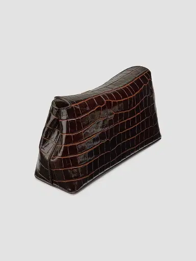 Toteme Women's T-Lock Crocodile-Embossed Leather Clutch - Dark Brown | Thumbnail 4 Toteme Women's T-Lock Crocodile-Embossed Leather Clutch - Dark Brown | Thumbnail 4