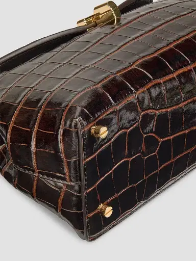 Toteme Women's T-Lock Crocodile-Embossed Leather Clutch - Dark Brown | Thumbnail 7 Toteme Women's T-Lock Crocodile-Embossed Leather Clutch - Dark Brown | Thumbnail 7