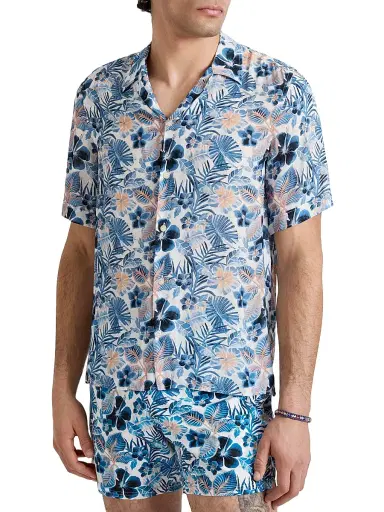 Vilebrequin Men's Island Flowers Bowling Shirt - White | Thumbnail 3 Vilebrequin Men's Island Flowers Bowling Shirt - White | Thumbnail 3