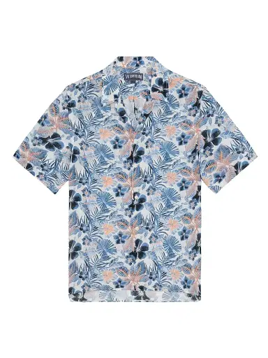 Vilebrequin Men's Island Flowers Bowling Shirt - White | Thumbnail 1 Vilebrequin Men's Island Flowers Bowling Shirt - White | Thumbnail 1