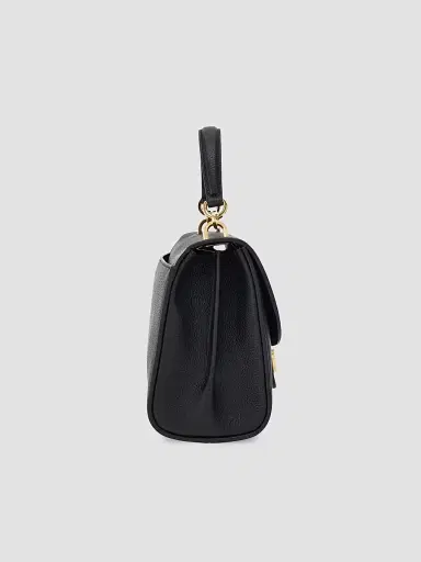 FERRAGAMO Women's Double Gancini Leather Top Handle Bag - Nero | Thumbnail 4 FERRAGAMO Women's Double Gancini Leather Top Handle Bag - Nero | Thumbnail 4