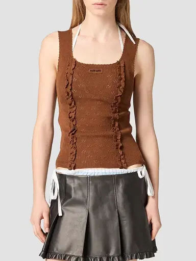 Miu Miu Women's Cashmere and Silk Top - Brown - Size 6 | Thumbnail 2 Miu Miu Women's Cashmere and Silk Top - Brown - Size 6 | Thumbnail 2