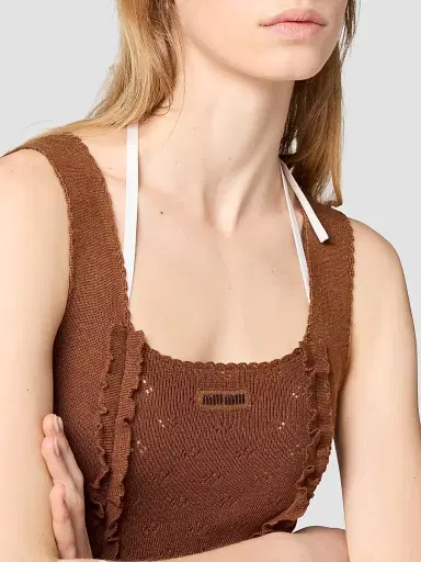 Miu Miu Women's Cashmere and Silk Top - Brown - Size 6 | Thumbnail 6 Miu Miu Women's Cashmere and Silk Top - Brown - Size 6 | Thumbnail 6