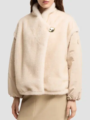 Moncler Women's Chardonneret 2-in-1 Reversible Puffer Jacket in Teddy - White | Thumbnail 2 Moncler Women's Chardonneret 2-in-1 Reversible Puffer Jacket in Teddy - White | Thumbnail 2