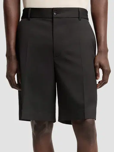 Moncler Men's Shorts in Wool Blend Gabardine - Black | Thumbnail 2 Moncler Men's Shorts in Wool Blend Gabardine - Black | Thumbnail 2